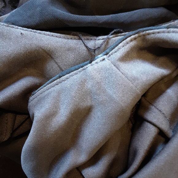 R & M Richards Vintage Brown 100% Silk Velvet Burnout Tiered Ruffled Dress 10 - Picture 9 of 9